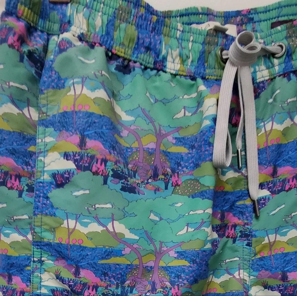 Onia Liberty Fabrics Swim Shorts Elstic Waist Pockets Mesh Inside UPF 50+ Size S